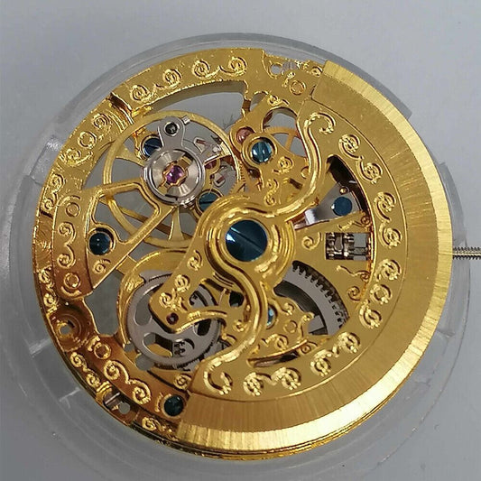 Asian Golden Tianjin TY2807 T16 hollow automatic mechanical movement for accurate watch repair and replacement.