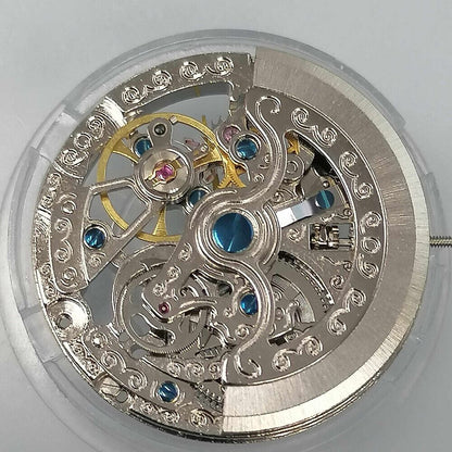 Asian Silver Tianjin TY2807 T16 hollow automatic mechanical movement for watch repair and replacement.