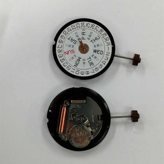 Mouvement de montre à quartz Ronda 517, jour et date anglais et chinois sur 3 pièces suisses