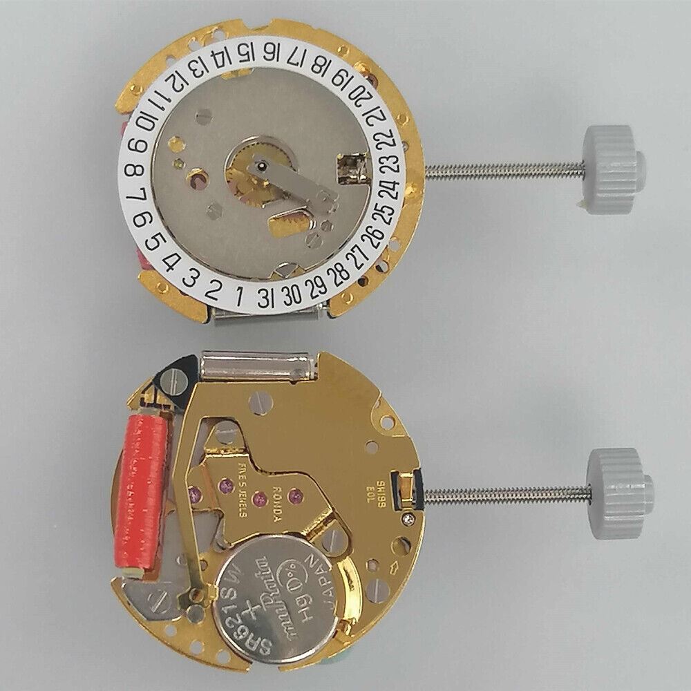 Mouvement de montre à quartz Ronda 775 Date à 6 heures Mouvement doré de fabrication suisse