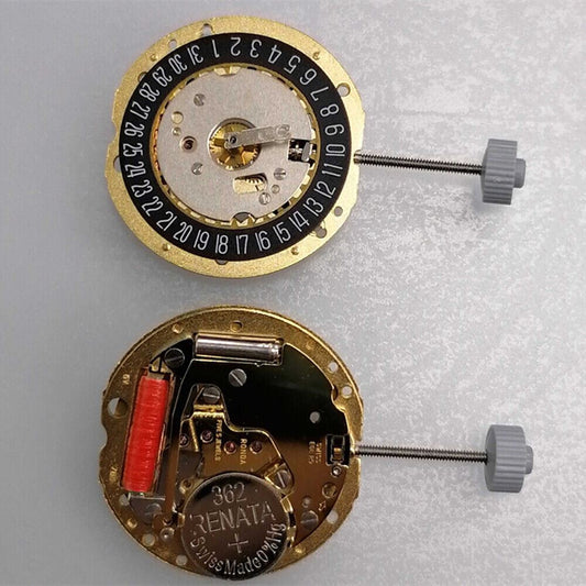 Montre à quartz Ronda 785 à 3 aiguilles, mouvement Date à 6 heures, plaquée or, fabrication suisse, 3 aiguilles
