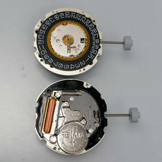 Montre à quartz Ronda 705 à 3 aiguilles, date sur 3 pièces suisses, roue de date noire 