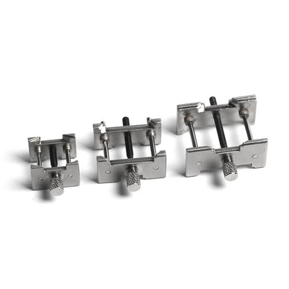 Alloy reversible watch movement holder clamp for repair, model 4040 4039, durable 3-in-1 tool by China Made.