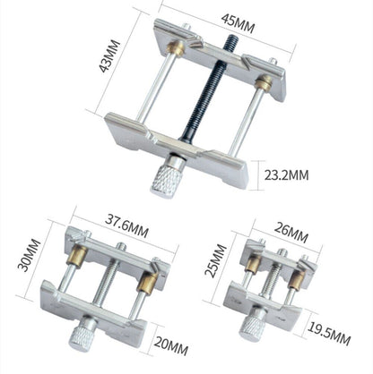 Multi-functional 3-in-1 alloy movement holder clamp, extensible and reversible for watch repair.