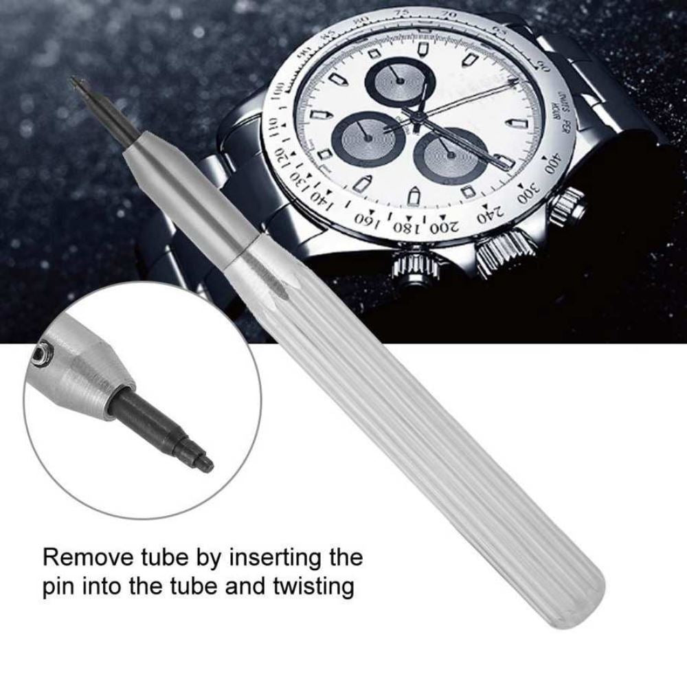 RLX steel crown tube insert remover tool with 4 pins for accurate watch repair and maintenance.