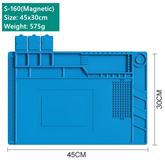 Silicone insulation pad S-160 for watch repair, 45x30cm, thermostable and anti-corrosive protection.