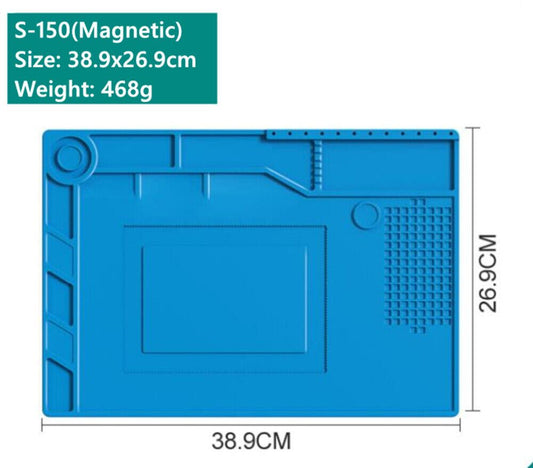 Silicone insulation pad S-150 for watch repair, heat-resistant and anti-corrosive, 38.9x27cm.