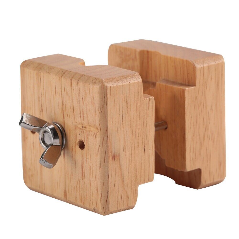 Wooden watch case holder block, perfect for stable watch repair and maintenance tasks.