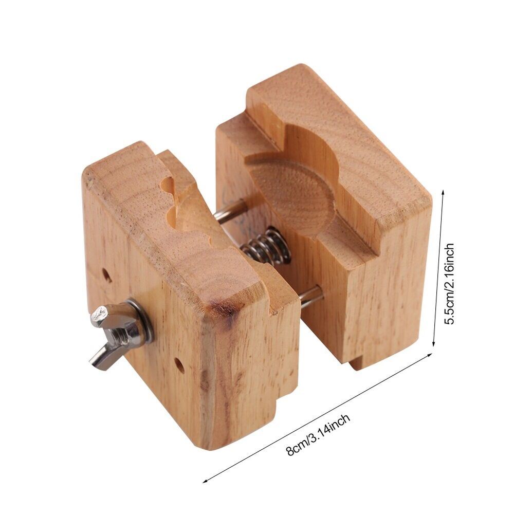 Wooden watch case holder block, perfect for stable watch repair and maintenance tasks.