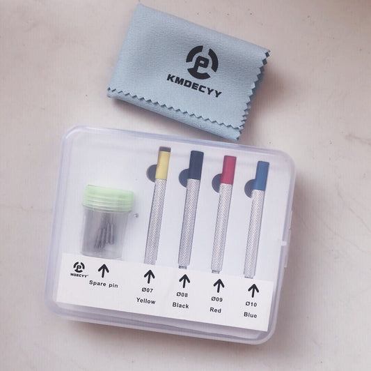 Set of 0.7mm to 1.0mm watch pin punches for adjusting bracelet bands, ideal for precise band repairs.