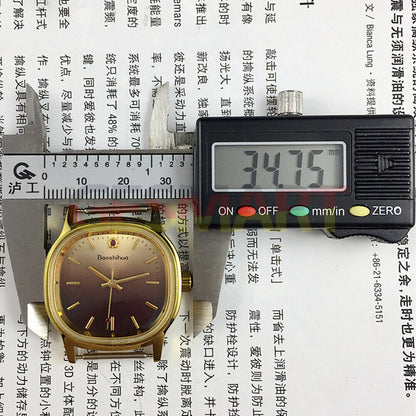 Montre mécanique manuelle Shanghai Golden Nail, boîtier carré, cadran marron dégradé