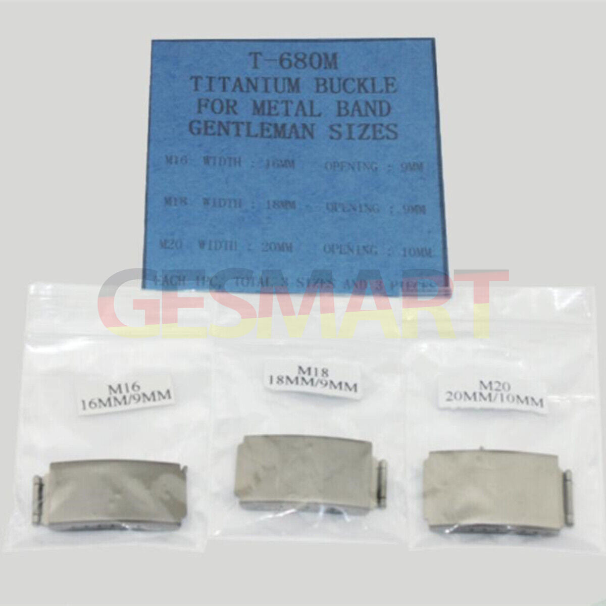 Set of 3 titanium watch buckles, 16-20mm, designed for men?s metal watch bands.