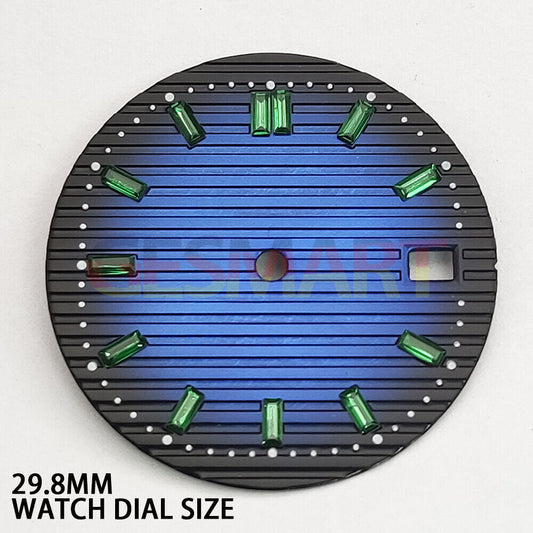 Green gemstone nail watch dial for NH35 movement, 29.8mm, enhancing Blue watch style.