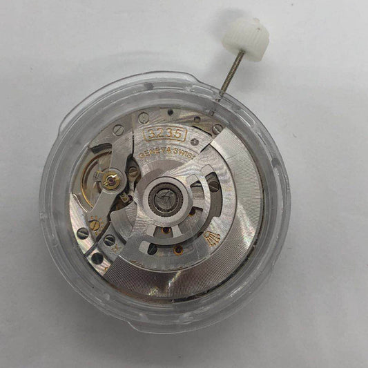Close-up of China Made 3235 automatic watch movement replacement showcasing intricate engraved details for precise timekeeping.