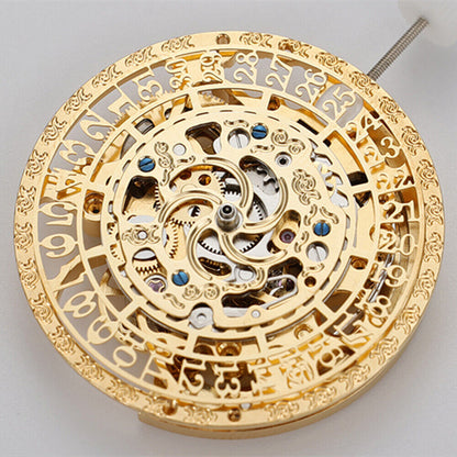Movimento Mecânico Automático Calendário Oco Dourado HZ27AOB Fabricado na China