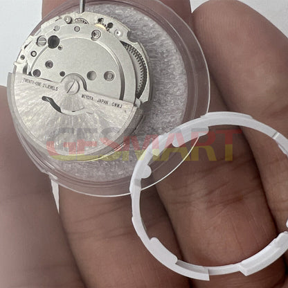 Miyota/Citizen 8215 automatic watch movement with black dial, date at 6, precision Japanese engineering for watch accessories.