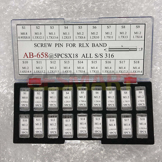 AB-658 Set mit 90 Stück Schraubentyp Uhrenarmband Band Link Pin Gewinde für