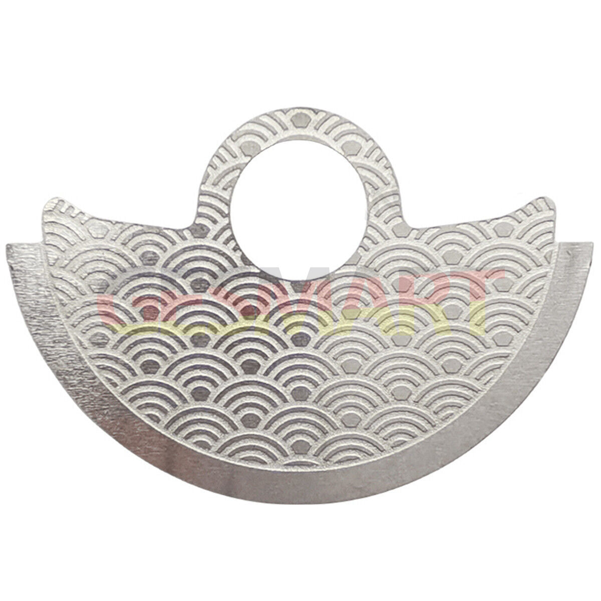 Silver metal sheet overlay with wave design for Miyota 9015 rotor, Hammer brand watch accessory.