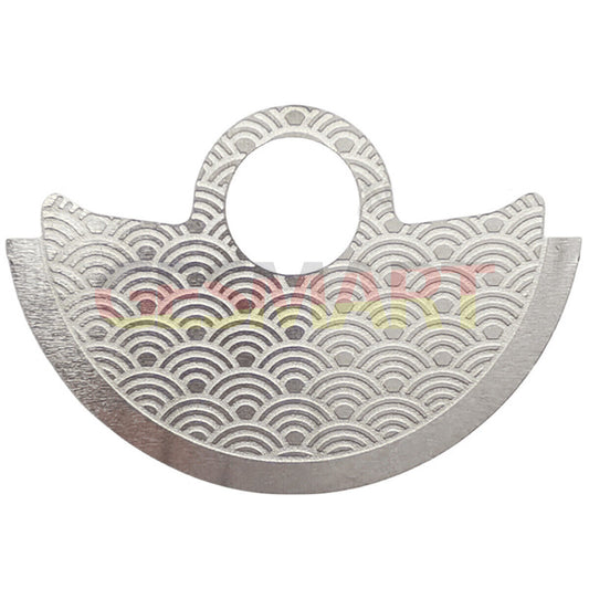 Silver metal sheet overlay with wave design for Miyota 9015 rotor, Hammer brand watch accessory.
