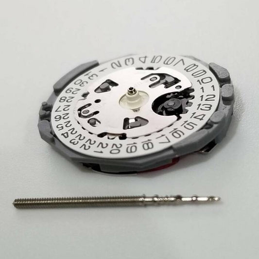 Hattori Epson TMI VJ22 watch quartz movement with date at 3/6, Japan made for precise timekeeping