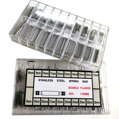 300Pcs 8-25mm Watch Band Strap Spring Bars strap Link Pins Stainless Steel Tools