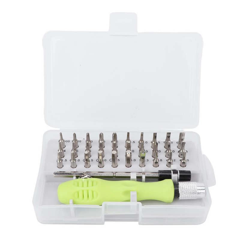 Professional 32-in-1 watch screwdriver set, alloy tools with storage box for precise repairs.