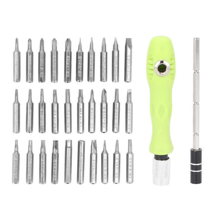32-in-1 professional watch screwdriver set with alloy tools and compact storage box for precise watch repairs.