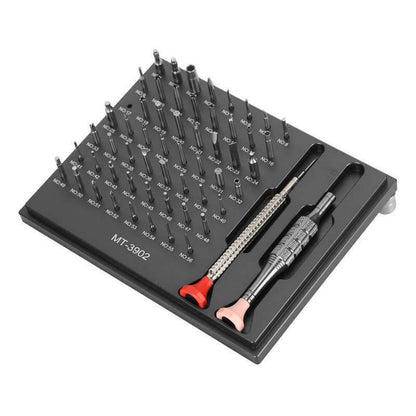 MT-3902 watch screwdriver set with precision bits for professional watch repairs and adjustments.