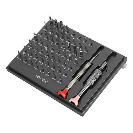MT-3902 watch screwdriver set with precision bits for professional watch repairs and adjustments.