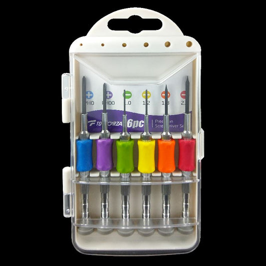 Magnetic screwdriver set with slotted and Phillips tips for watch and eyeglass repairs.