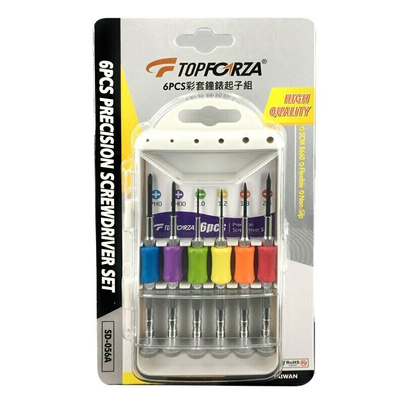 Magnetic screwdriver set with slotted and Phillips tips for precise watch and eyeglasses repair.