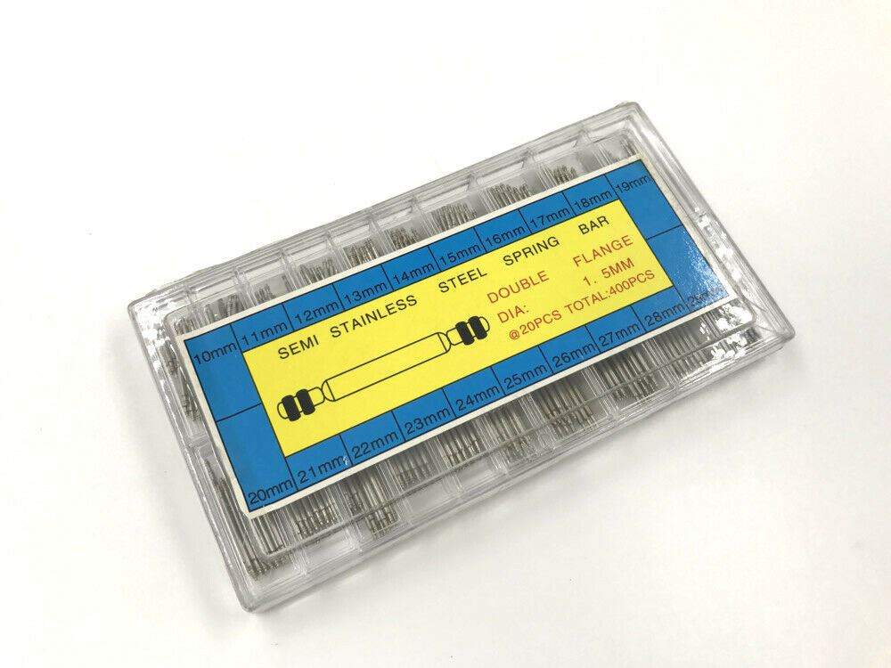 400pcs stainless steel spring bar pins, durable for watch band repair and replacement.