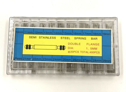 400pcs stainless steel spring bar pins for watch band repair, durable and precise replacement parts.