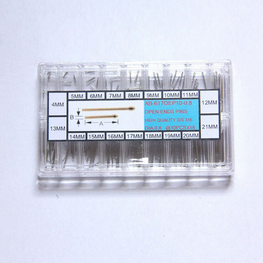 Dia 0.8mm Stainless Steel Open End Pins Kit Pins Size From 4~21mm