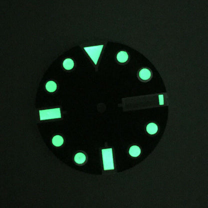 28.5mm luminous watch dial for NH35 movement, perfect for precision watch repair and customization.