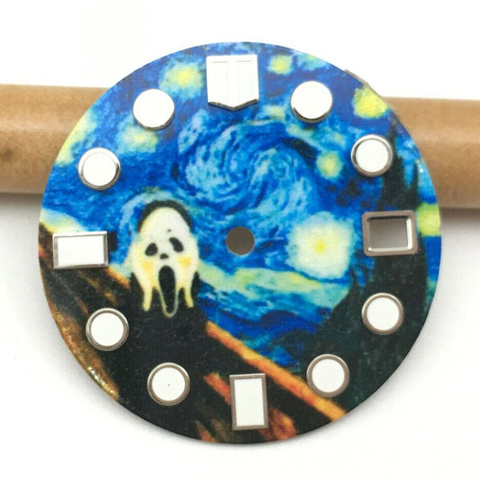 28.5mm luminous watch dial for NH35 movement, ideal replacement part for precise timekeeping.