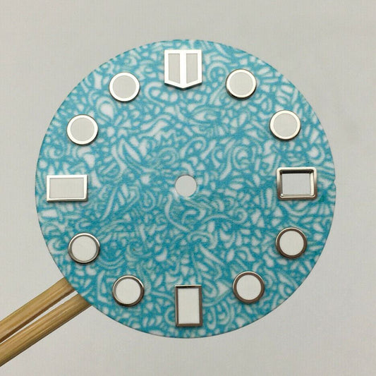 28.5mm luminous watch dial for NH35 movement, perfect for precise watch repairs and replacements.
