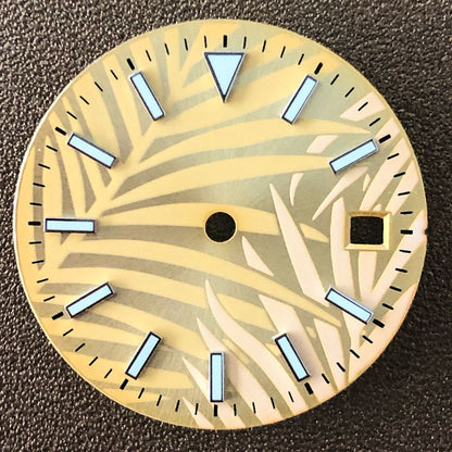 Luminescent 28.5mm watch dial for Miyota 8200, 821A, 8215, 2813 movements, ideal for night readability.