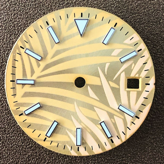 Luminescent 28.5mm watch dial for Miyota 8200, 821A, 8215, 2813 movements, ideal for night readability.
