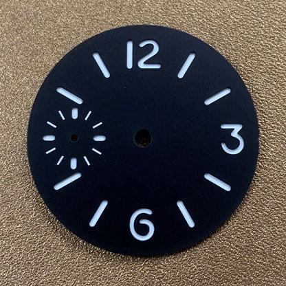Luminous 34.5mm watch dial, compatible with ETA6497/6498 & Seagull ST3600/ST3620, ideal for watch upgrades.
