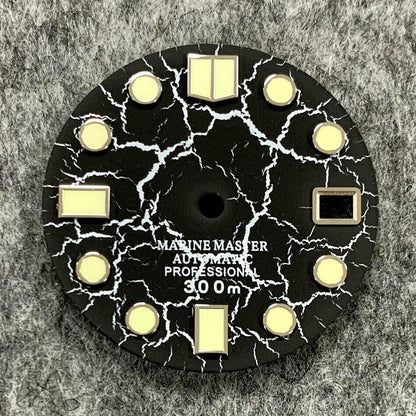28.5mm Crackle Watch Dial C3 Enhanced Luminous Suitable for NH35 Movement