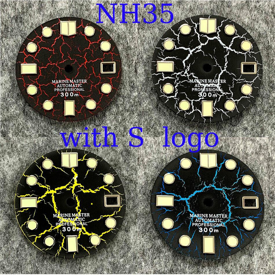 28.5mm Crackle Watch Dial C3 Enhanced Luminous Suitable for NH35 Movement