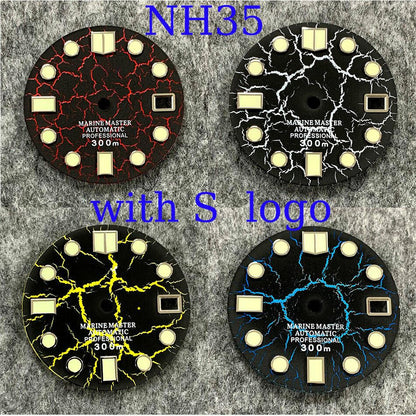 28.5mm Crackle Watch Dial C3 Enhanced Luminous Suitable for NH35 Movement