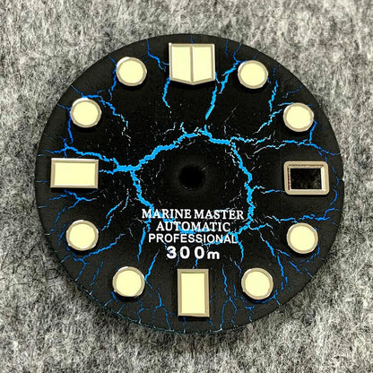 28.5mm Crackle Watch Dial C3 Enhanced Luminous Suitable for NH35 Movement
