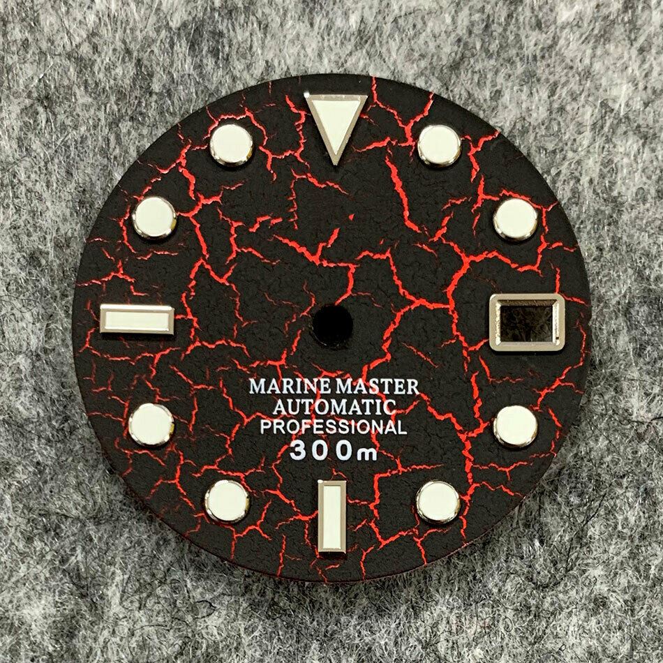 Cadran de montre craquelé de 28,5 mm, lumineux et normal, compatible avec le mouvement NH35