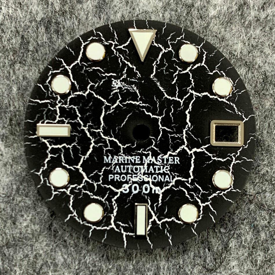 Cadran de montre craquelé de 28,5 mm, lumineux et normal, compatible avec le mouvement NH35