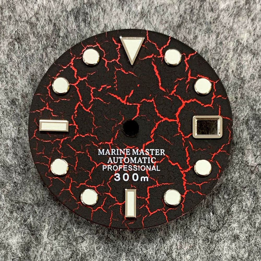 Cadran de montre craquelé de 28,5 mm, lumineux et normal, compatible avec le mouvement NH35