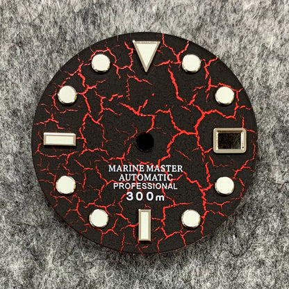 Cadran de montre craquelé de 28,5 mm, lumineux et normal, compatible avec le mouvement NH35