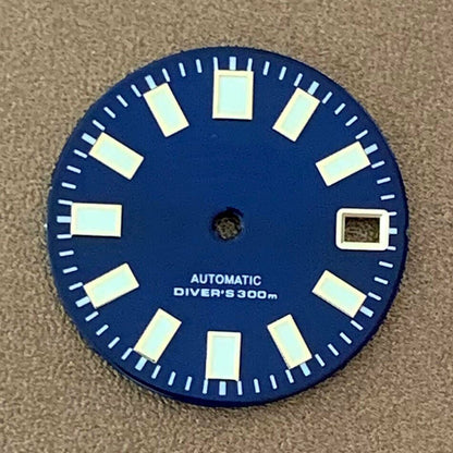 28.5mm C3 green luminous watch dial featuring clear markers for NH35 NH36 movement watches.