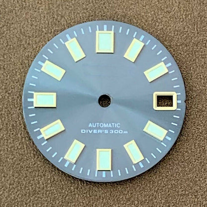 28.5mm C3 green luminous watch dial designed for NH35 NH36 movement watches.